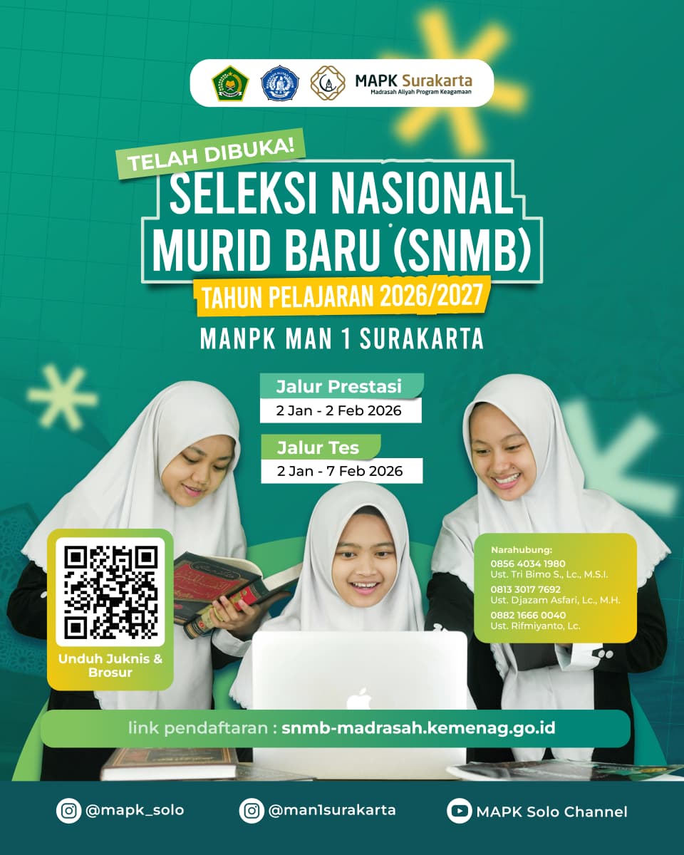 SNMB MAPK MAN 1 Surakarta 2026/2027 Telah Dibuka!