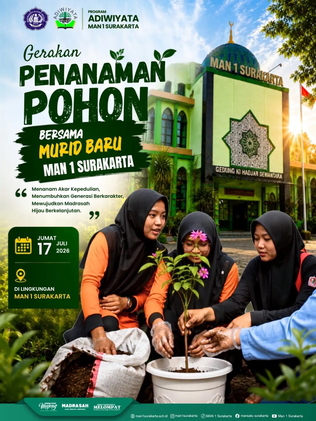 Gerakan Penanaman Pohon  bersama Murid Baru MAN 1 Surakarta