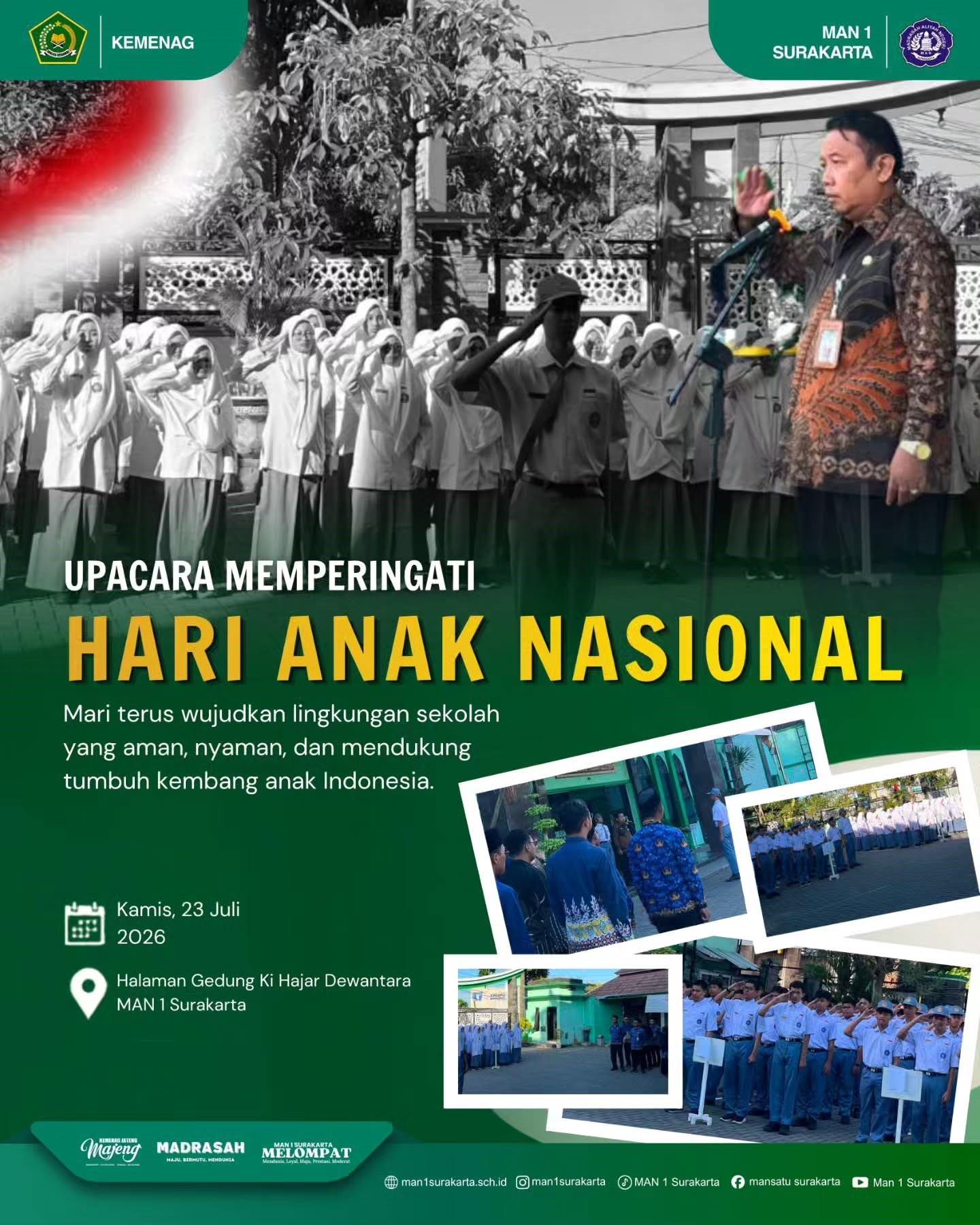 MAN 1 Surakarta Gelar Upacara Peringatan Hari Anak Nasional 2026: Komitmen Wujudkan Lingkungan Sekolah Aman dan Nyaman