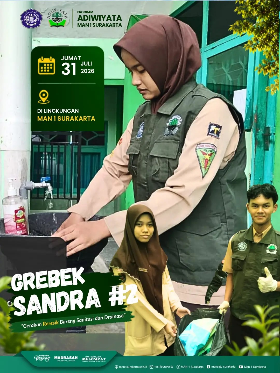 Wujudkan Madrasah Sehat dan Asri, MAN 1 Surakarta Gelar Aksi "GREBEK SANDRA #2"