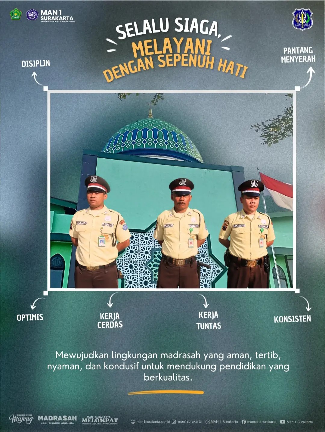 Selalu Siaga dan Melayani Sepenuh Hati, Potret Dedikasi Tim Keamanan MAN 1 Surakarta