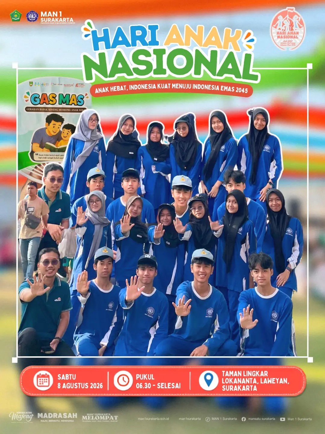 Semarakkan Peringatan HAN ke-42, Murid MAN 1 Surakarta Hadiri Gelaran Hari Anak Nasional 2026 di Taman Lingkar Lokananta