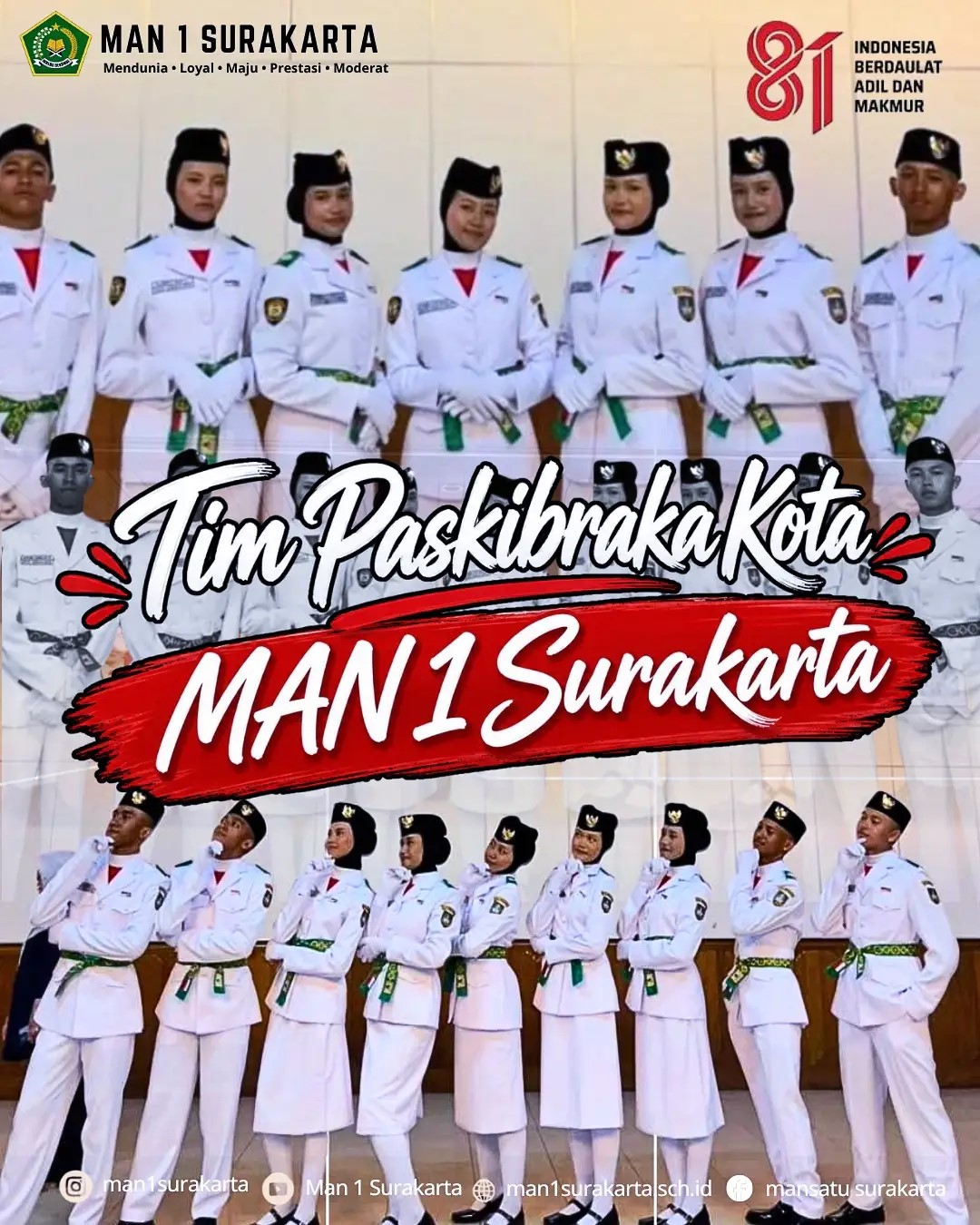 Mengemban Amanah Sang Merah Putih, Putra-Putri Terbaik MAN 1 Surakarta Sukses Bertugas sebagai Paskibraka Kota Surakarta 2026