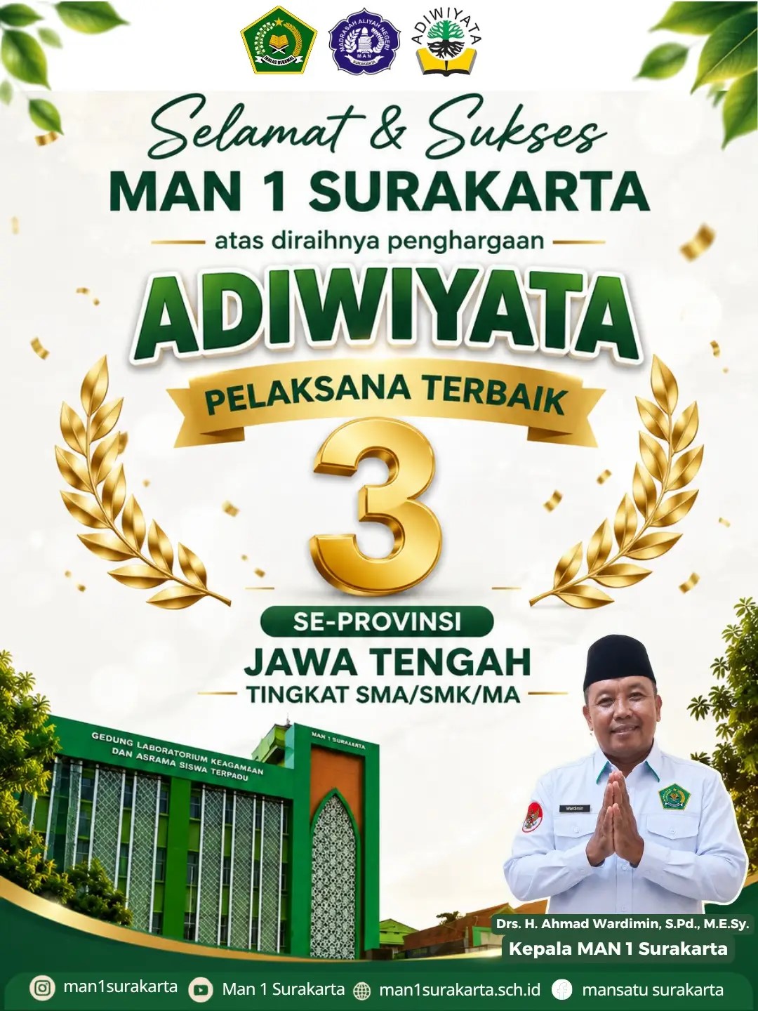 Wujudkan Lingkungan Bersih dan Berkelanjutan, MAN 1 Surakarta Raih Penghargaan Pelaksana Terbaik 3 Adiwiyata se-Jawa Tengah