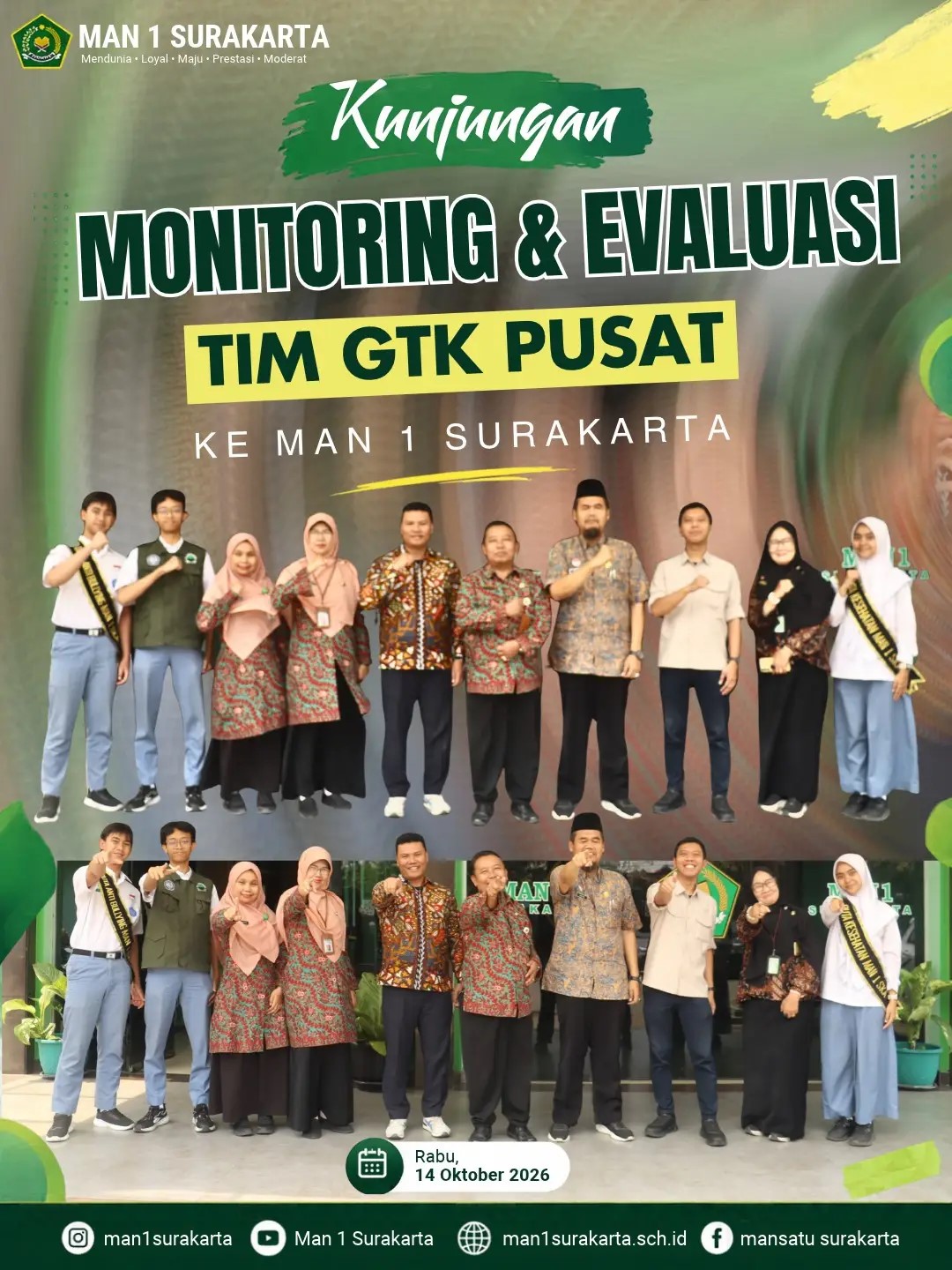 Tingkatkan Kualitas Pengelolaan Pendidikan, MAN 1 Surakarta Terima Kunjungan Monitoring dan Evaluasi Tim GTK Pusat