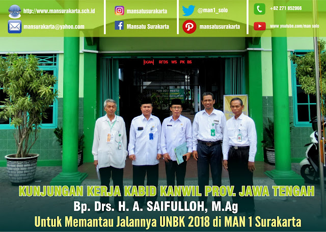 KUNJUNGAN PEJABAT KEMENAG DAN KANWIL PROV. JATENG DALAM UNBK 2018