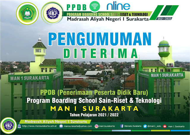 PENGUMUMAN DITERIMA CALON SISWA PROGRAM BOARDING SCHHOL 2021