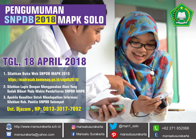 PENGUMUMAN SNPDB MAPK SOLO 2018